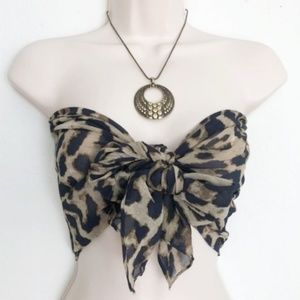 Sheer Leopard Scarf/Bandeau Beach Top